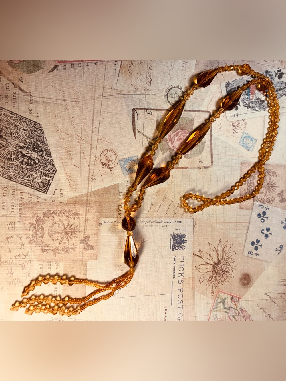 Beautiful Antique Amber Glass Necklace